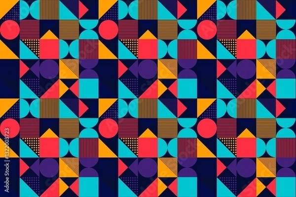 Fototapeta Bold geometric shapes, arranged in a rhythmic pattern, creating a visually stimulating composition. A modern masterpiece.
