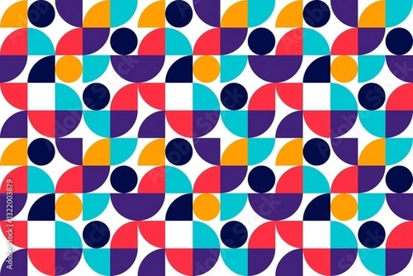 Fototapeta A colorful, playful pattern that's sure to brighten your day.  Geometric shapes in a happy dance.