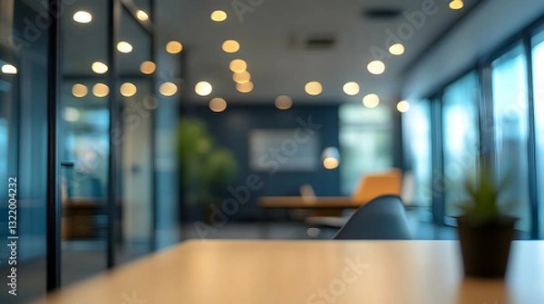 Fototapeta Blurred modern office space with a professional ambiance for virtual backgrounds