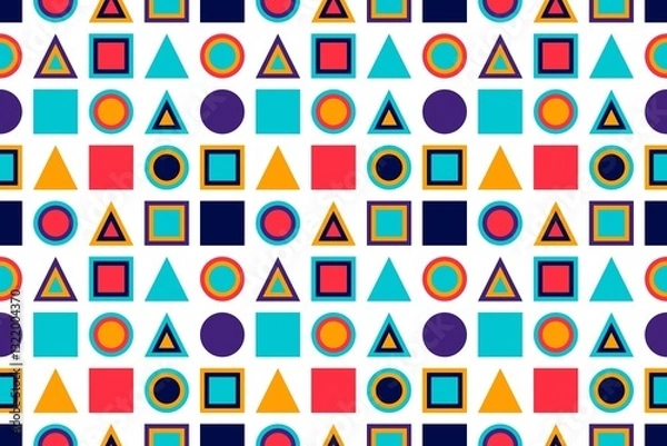 Fototapeta Seamless pattern with colorful shapes. Bold colors background.