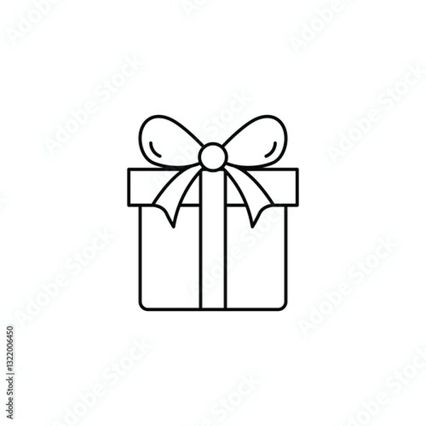 Obraz Charming Minimalist Outline of a Gift Box with Ribbon Perfect for Celebrations, Events, and Presentations