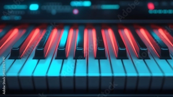 Fototapeta AI Powered Digital Music Learning Platform with Sleek Keyboard Interface