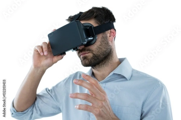 Fototapeta Man using virtual reality headset
