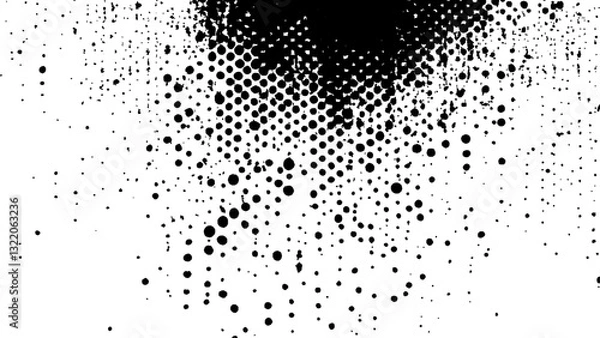 Obraz Abstract black and white dot pattern design white background. A dynamic abstract halftone background featuring a mix of black and white halftone dots white background. 