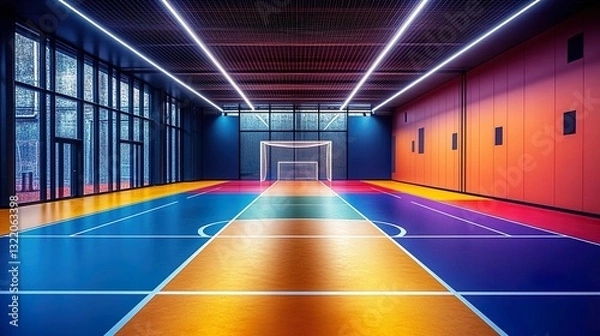 Obraz Vibrant Indoor Futsal Court Design for Modern Sports Facilities