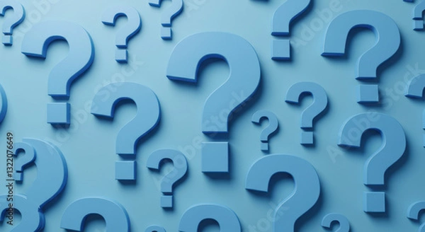 Obraz ** Question Marks: Abstract Blue Background of Inquiry, Curiosity & Problem Solving. Explore the Unknown.