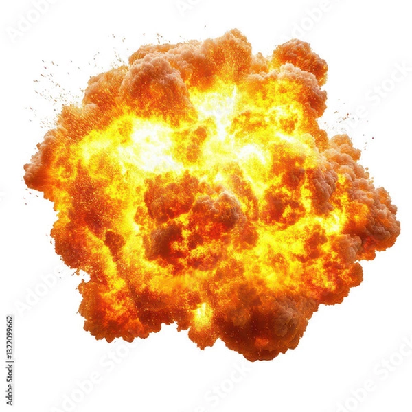 Fototapeta Fiery Orange Explosion Isolated on Transparent Backgrounds with Clipping Path for Editing purposes