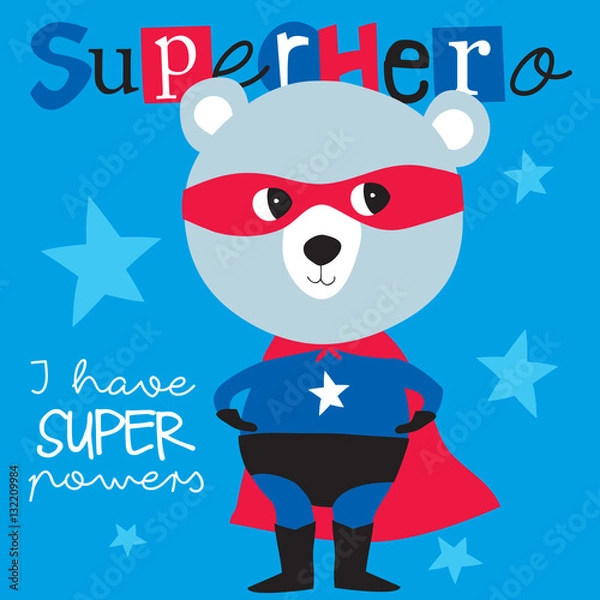 Obraz superhero teddy bear animal vector illustration