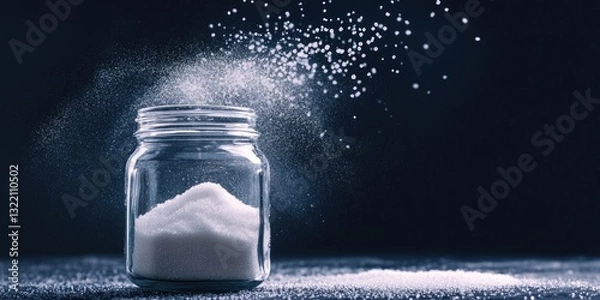 Fototapeta Glass Jar Filled with Powdered Substance, Spilled Out