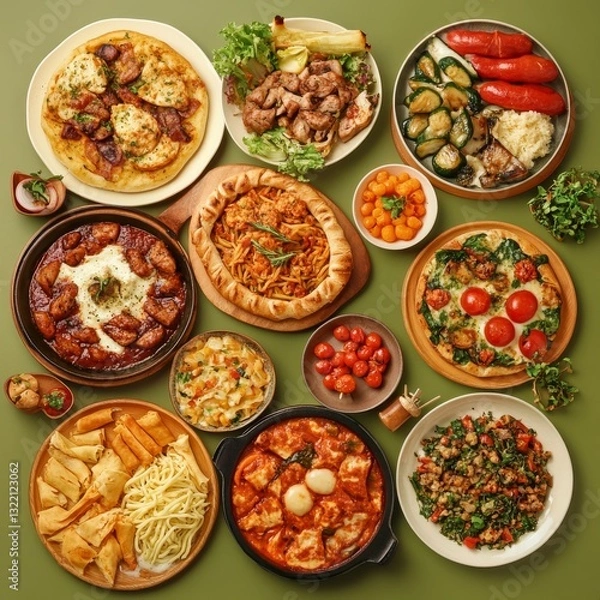 Obraz A variety of nourishing and flavorful dishes, essential for sustenance and enjoyment.