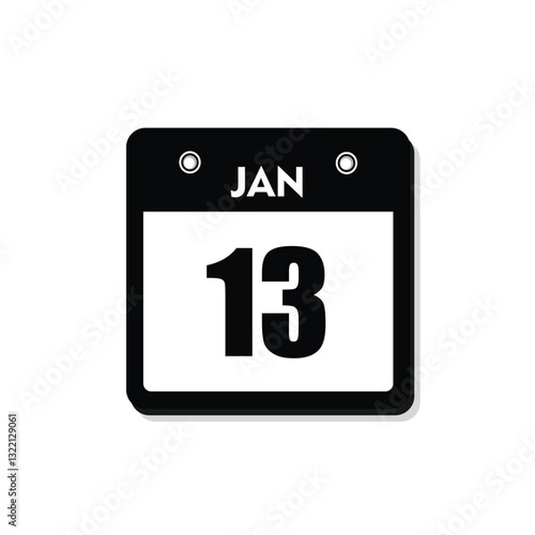 Fototapeta calender icon, 13 january icon with white background