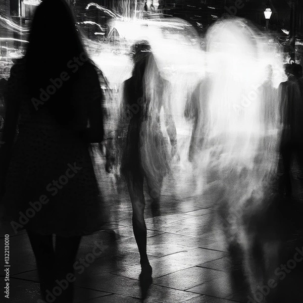 Obraz A diverse group of individuals interacting, representing different cultures, backgrounds, and expressions.