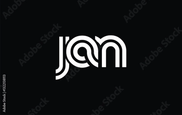 Fototapeta JAN Creative Unique Modern Letter Logo Design. Stylized logo featuring a unique letter design, presenting abstract minimalist aesthetics and modern appeal.