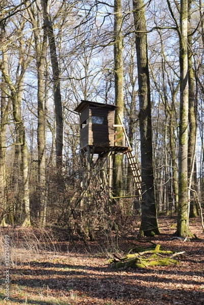 Obraz a high seat at the edge of the forest