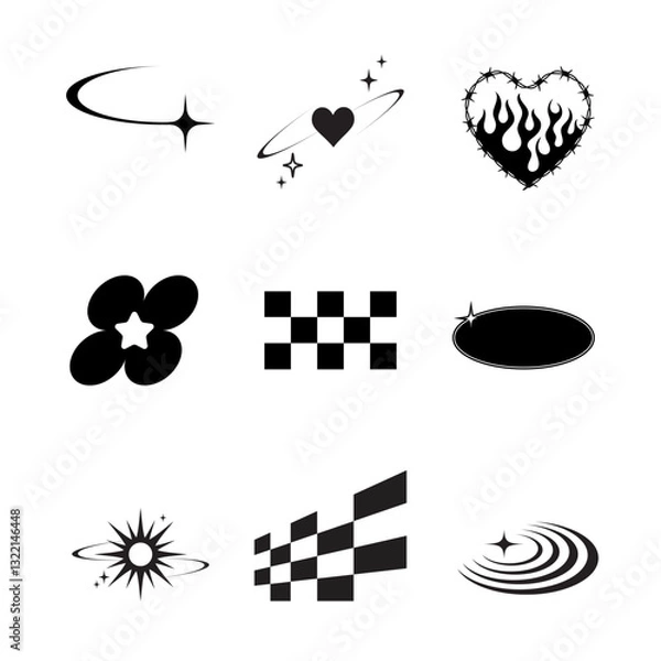 Obraz Y2k retro symbol template. Illustration vector.