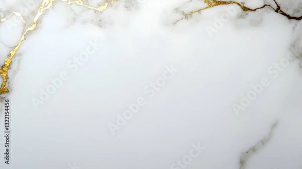 Obraz Elegant White Marble Background With Gold Veins And Copy Space For Luxurious Designs