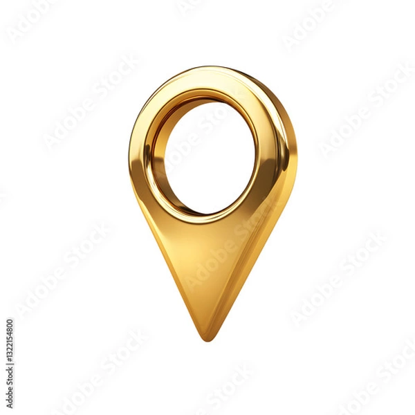Fototapeta Glossy Gold Location Pin Icon on Transparent Background