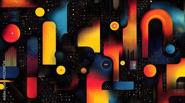 Fototapeta Intricate and Vibrant Seamless Geometric Pattern with Lines and Dots for Artistic Fabric and Wallpaper Designs