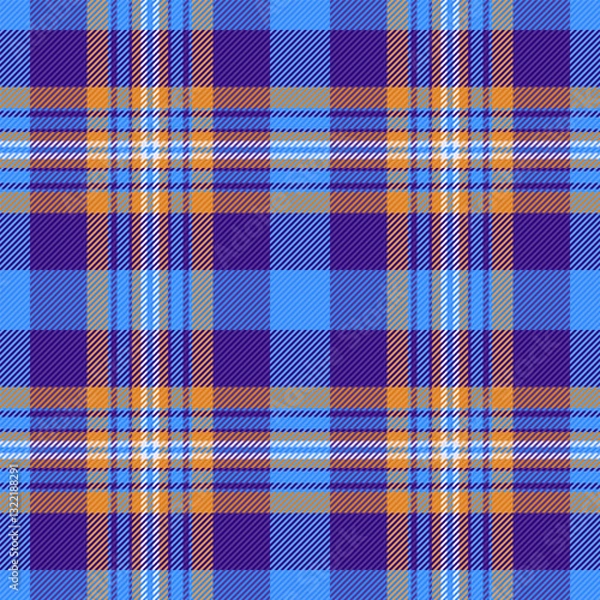 Fototapeta Vibrant blue, purple, and orange plaid pattern.  Perfect for textile design, fashion, website backgrounds, or scrapbooking projects.