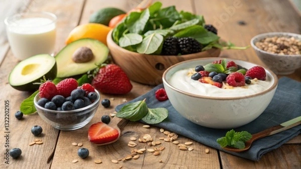 Obraz Vibrant probiotic composition in a balanced diet for health and wellness.