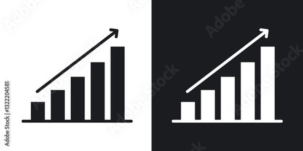 Obraz Growth chart icons in solid black and white collection