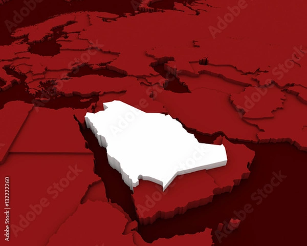 Fototapeta saudi arabia map 3D illustration