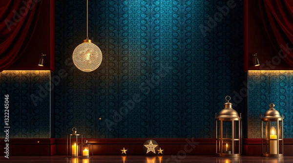 Fototapeta A Luxurious Ramadan Journey Iftar, Mawlid, and Eid Al Fitr Under the Crescent Moon.