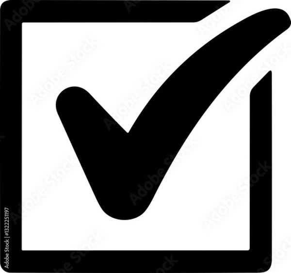 Fototapeta Check mark icon. Tick mark symbol. Simple check mark. Quality sign icon. Checklist symbol. Approval check. stock vector. Circle and square. Tick sign in black color.