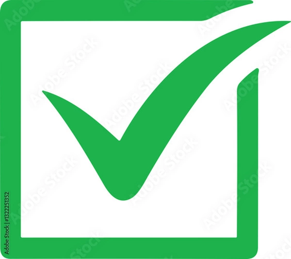 Fototapeta Green Check mark icon. Tick mark symbol. Simple check mark. Quality sign icon. Checklist symbol. Approval check. stock vector. Circle and square. Tick sign.