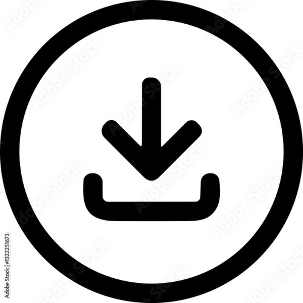 Fototapeta Download button line vector icon. install symbol. Modern Cloud download and simple flat vector