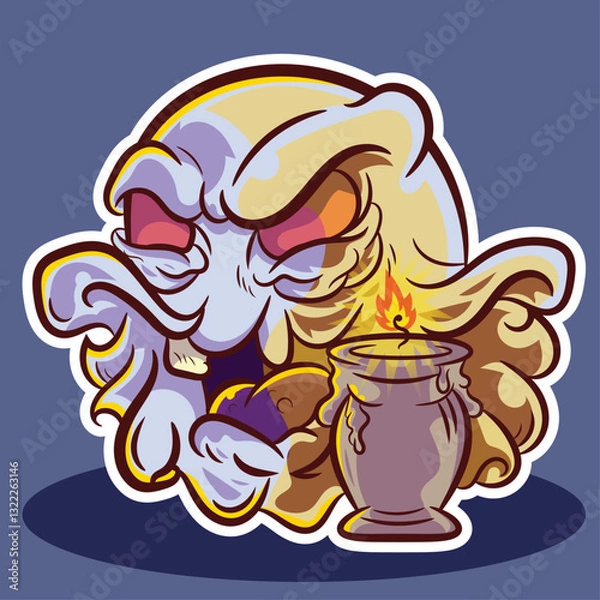 Obraz the ghost of the candle,vector art,editable vector,scary,ghost,editable vector