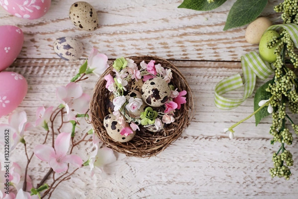 Obraz Easter decoration with quail easter eggs
