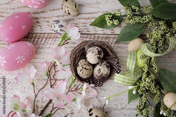 Obraz Easter decoration with quail easter eggs