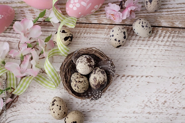 Obraz Easter decoration with quail easter eggs