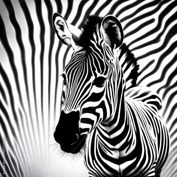 Fototapeta Zebra with striking black and white striped pattern