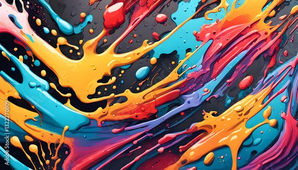 Fototapeta Vivid splashes of vibrant colors merging seamlessly