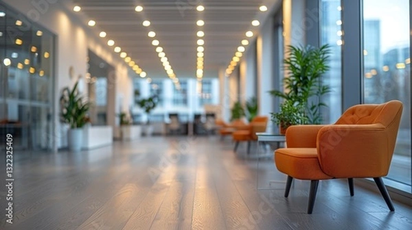 Obraz Abstract Blurred Empty Open Space Office Interior Background with Bokeh Light for Creative Projects and Presentations