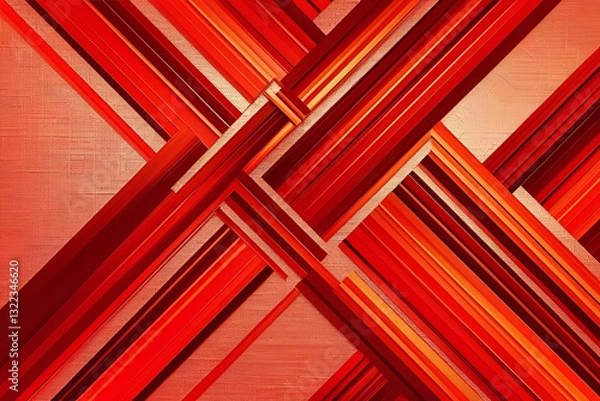 Fototapeta Abstract Lines: Dynamic abstract composition of overlapping lines in shades of red and orange, creating a sense of depth and movement, ideal for modern design projects.