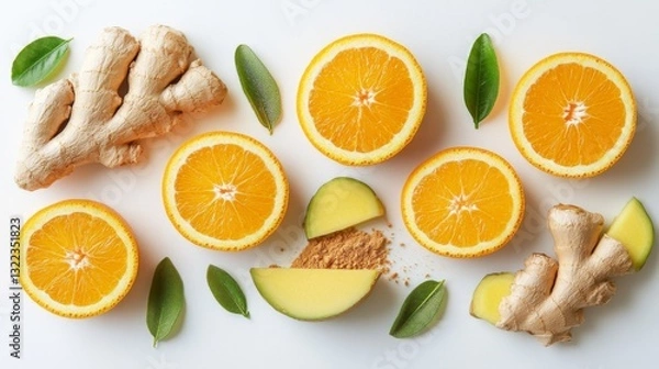 Fototapeta Dynamic Healthful Ingredients with Supplements and Fresh Fruits