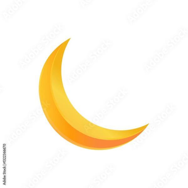 Fototapeta Moon. Gold, golden gradient. Isolated on white. Vector illustration.