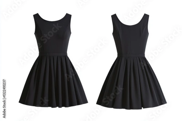 Fototapeta Elegant sleeveless little black dress displayed from front and back