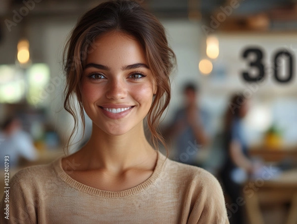 Obraz Successful Young Woman Embraces Work & Leadership