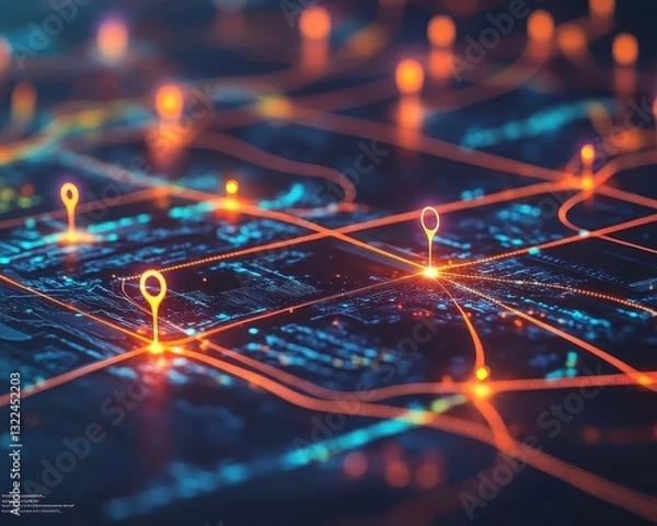 Fototapeta IoT technology connecting devices to streamline business operations and improve efficiency, IoT in Business, Connected and innovative