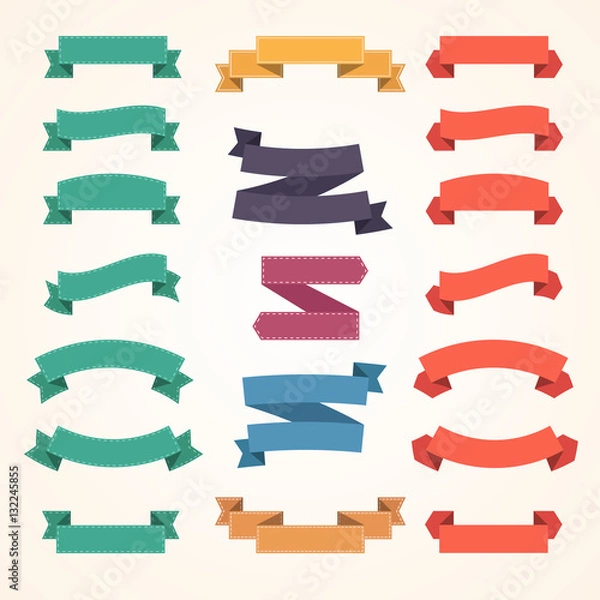 Fototapeta Set of Various Colorful Ribbons. Flat Design Style.
