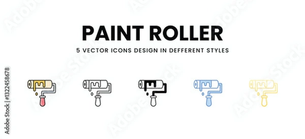 Obraz Paint Roller vector icons set stock illustration.