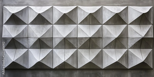Obraz Abstract Geometric Concrete Wall with Intricate Patterns and Textures

