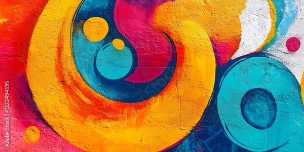Obraz Colorful Abstract Painting With Swirling Shapes and Textures

