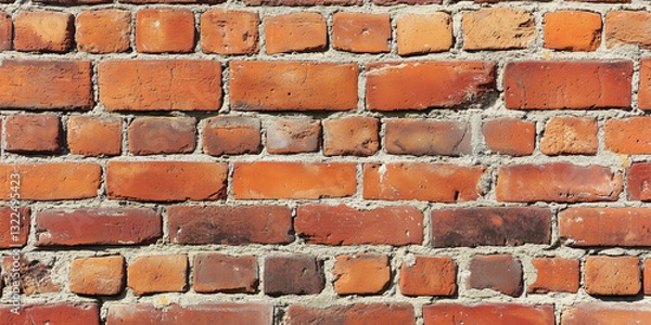 Fototapeta Textured Red Brick Wall with Natural and Weathered Patterns

