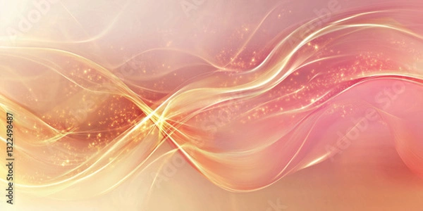 Obraz Abstract Flowing Pink and Gold Fabric with Glittering Particles and Warm Light