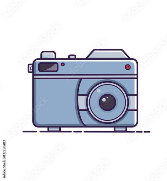 Fototapeta Analog camera icon, digital camera, lens camera, designed in flat cartoon style, isolated on white background.
Technology concept design for taking pictures and record video. Vector illustration.